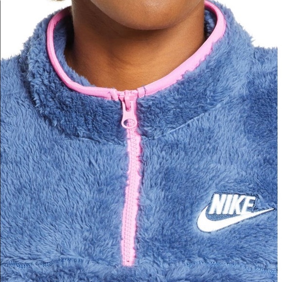 Nike crop half zip blue and pink fleece - Picture 3 of 8